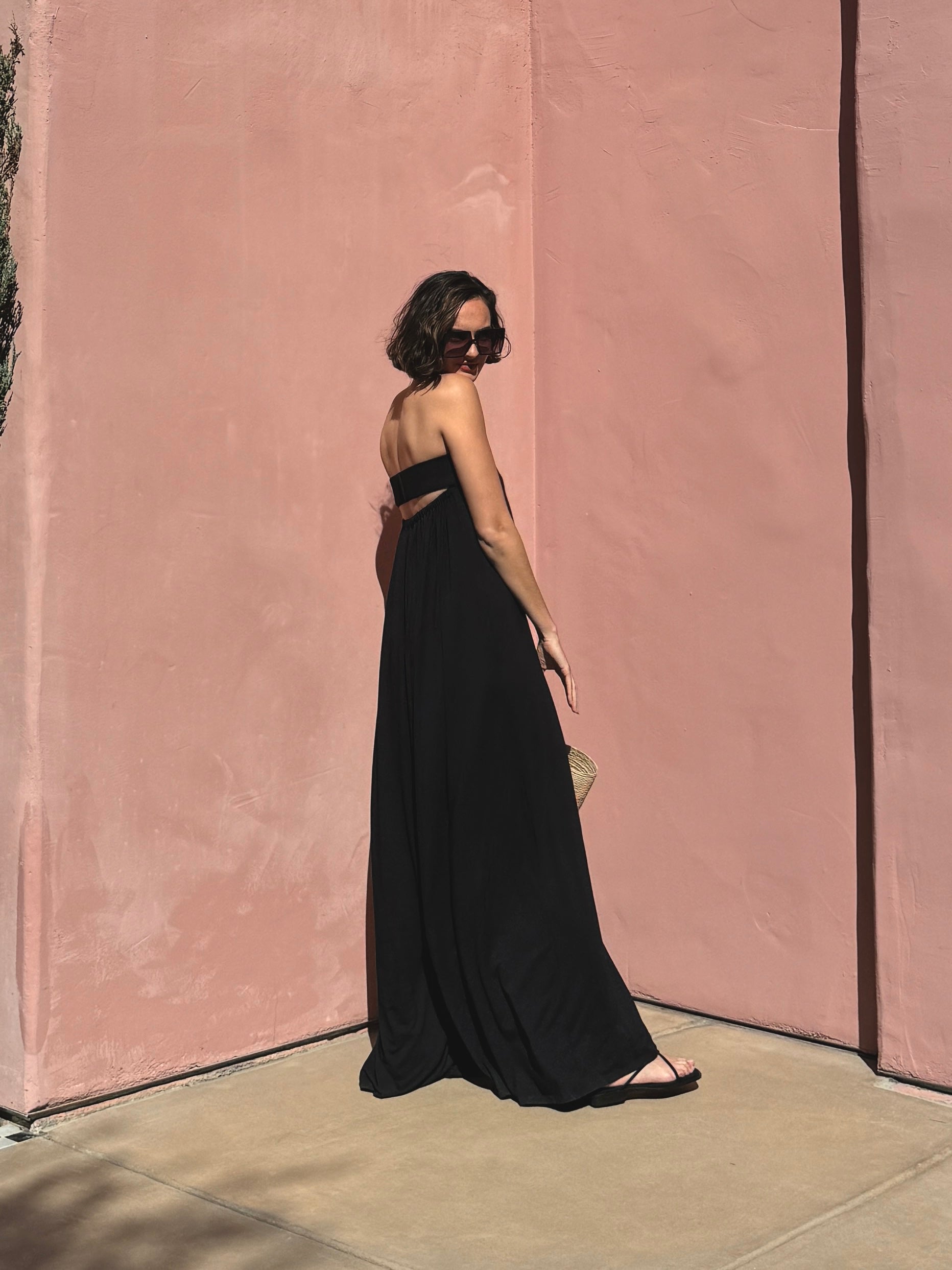 Draped Bandeau Wide Leg Jumpsuit