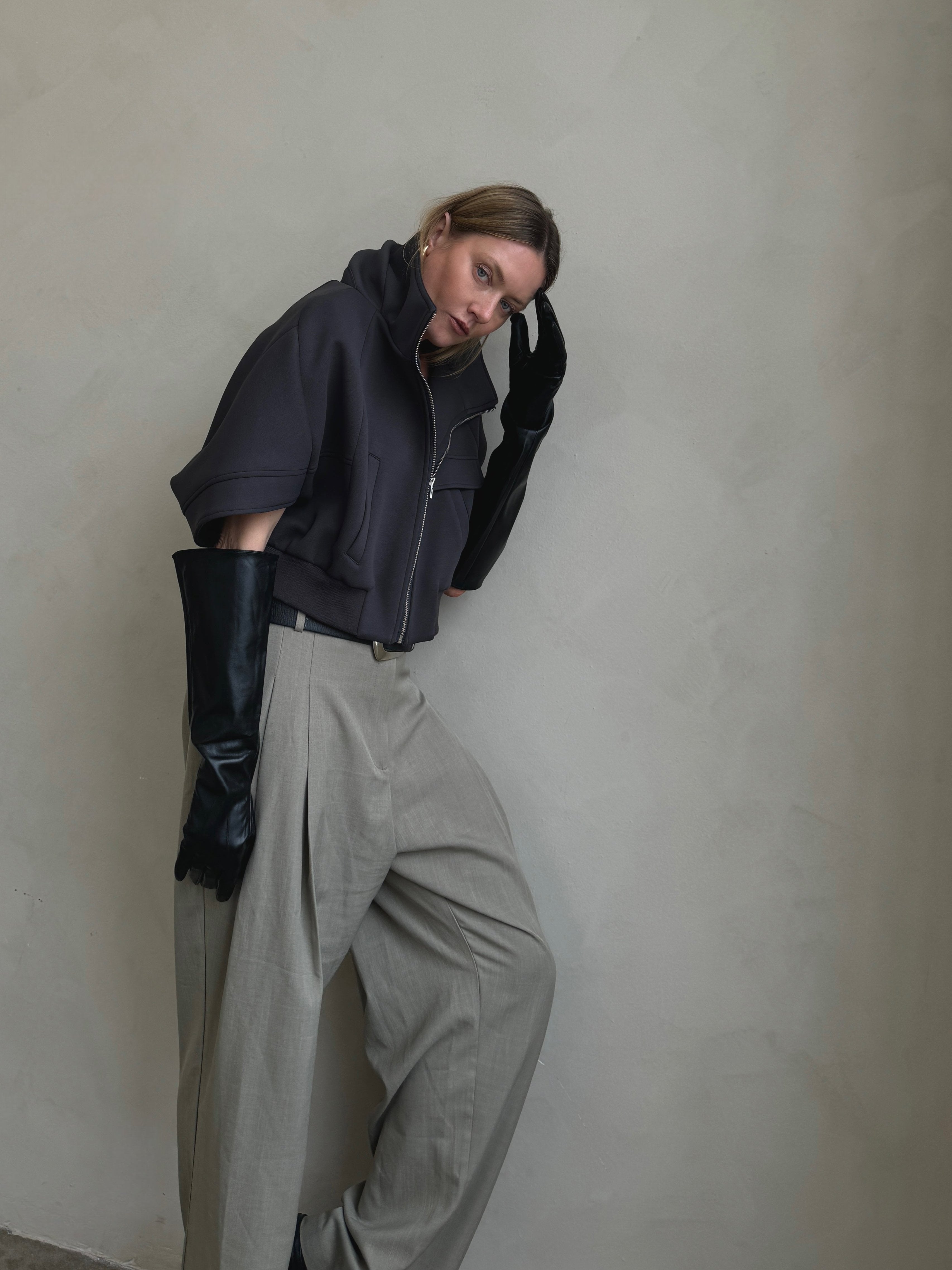 Oversized Cropped Punto Jacket