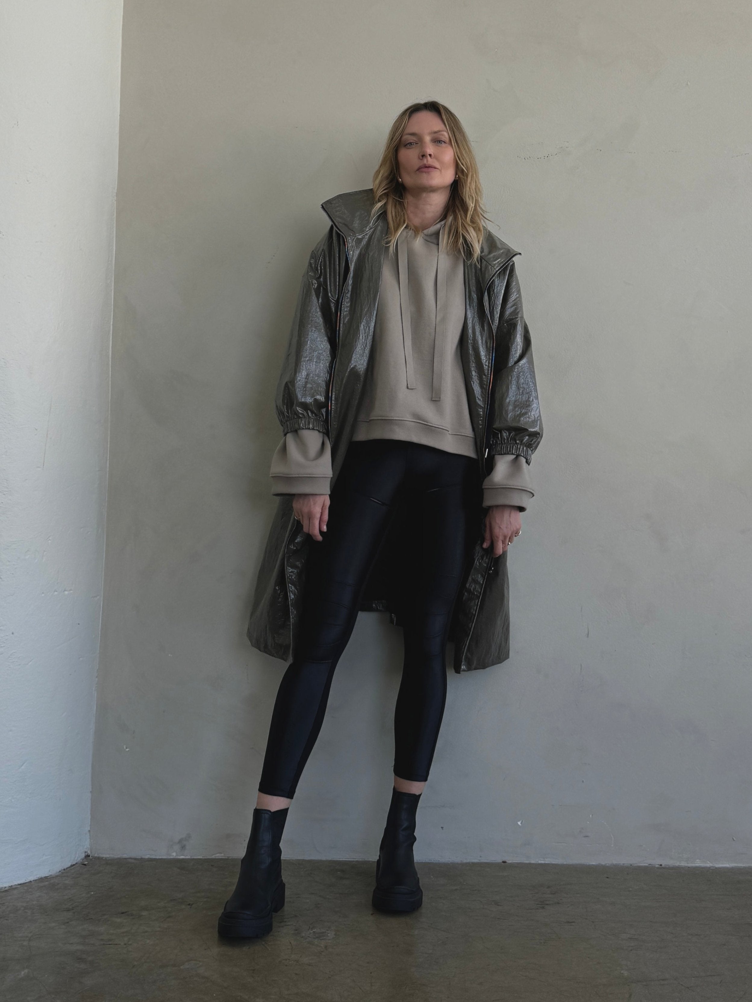 Shine Texture Oversized Coat