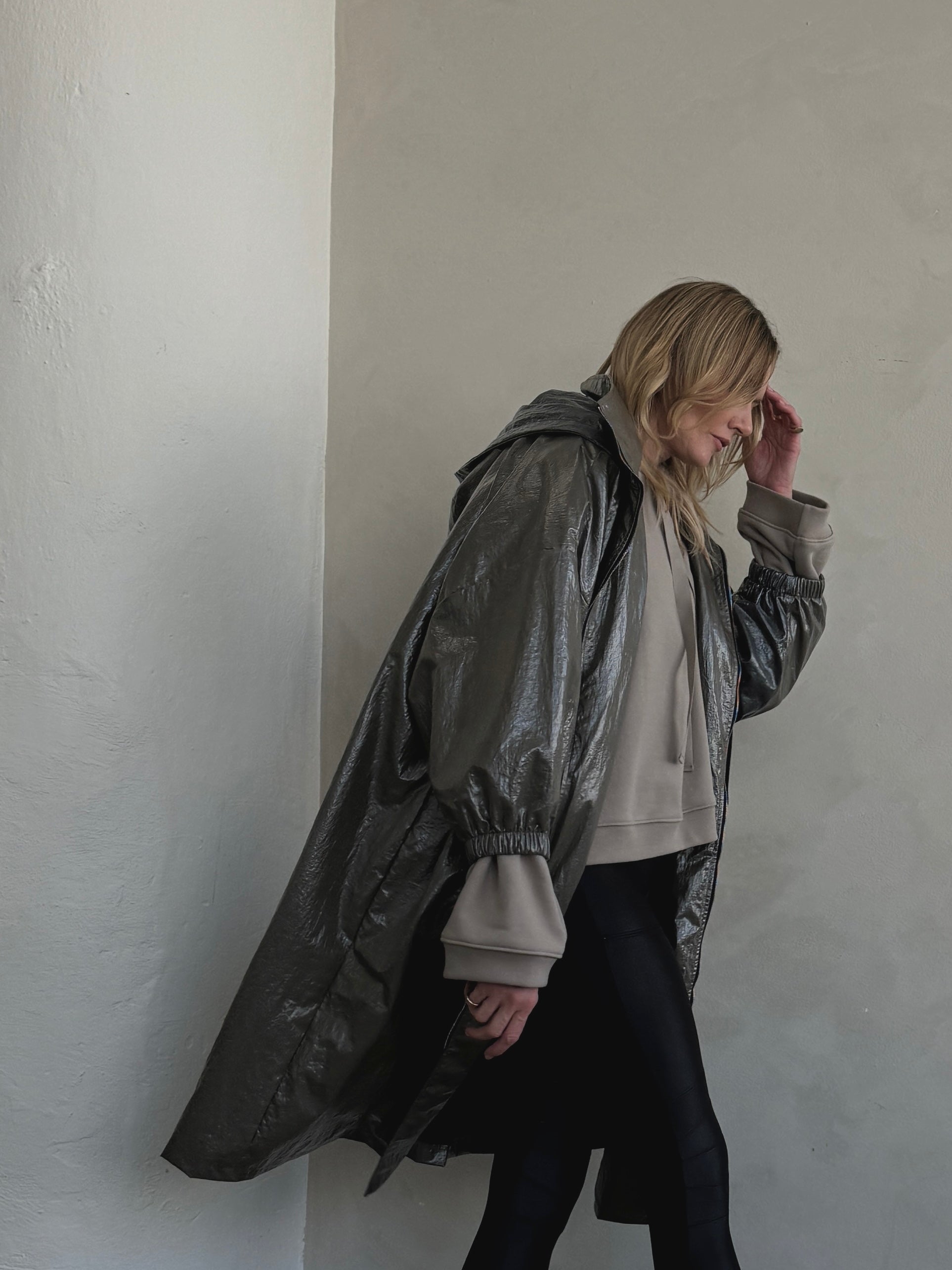 Shine Texture Oversized Coat
