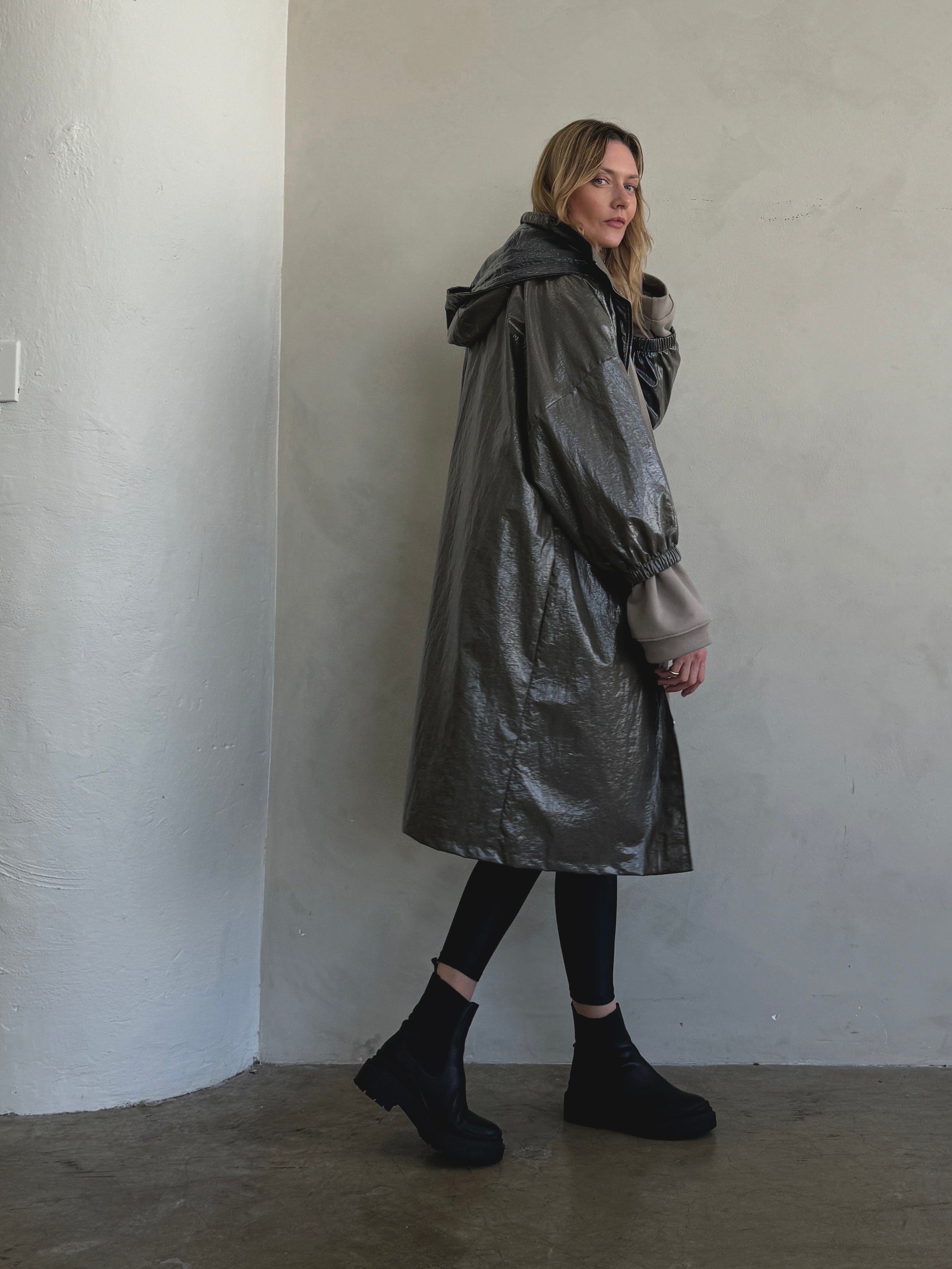 Shine Texture Oversized Coat