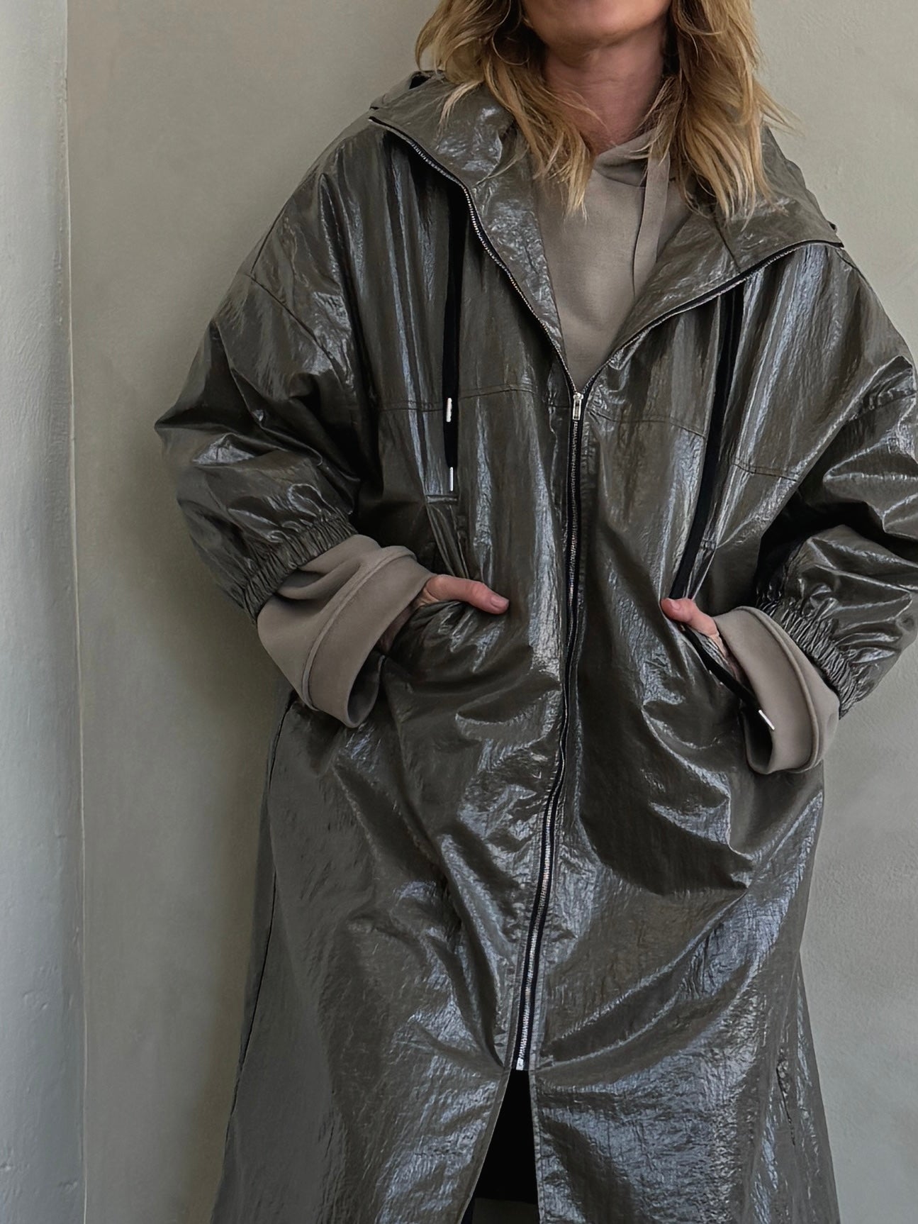 Shine Texture Oversized Coat