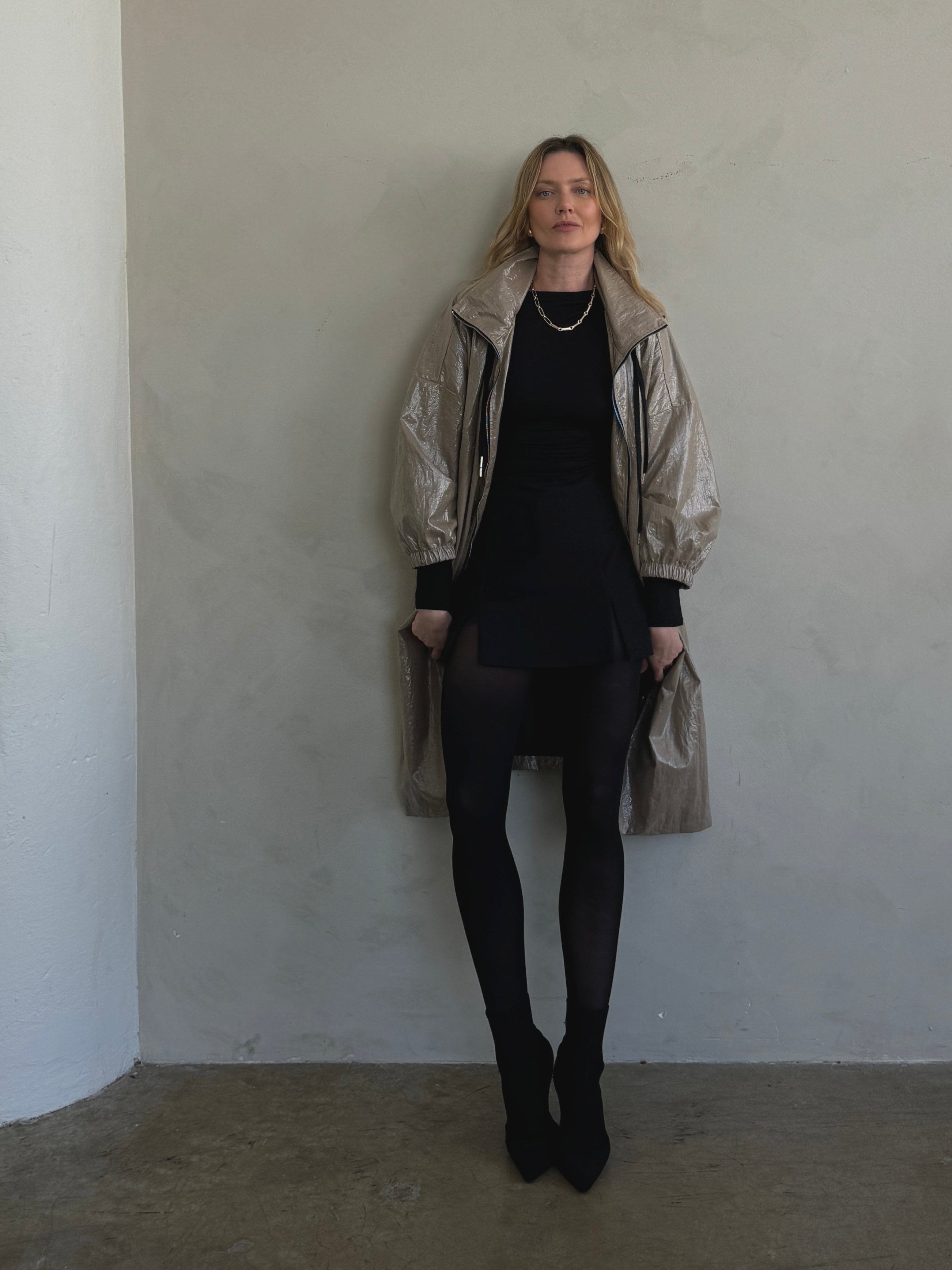 Shine Texture Oversized Coat