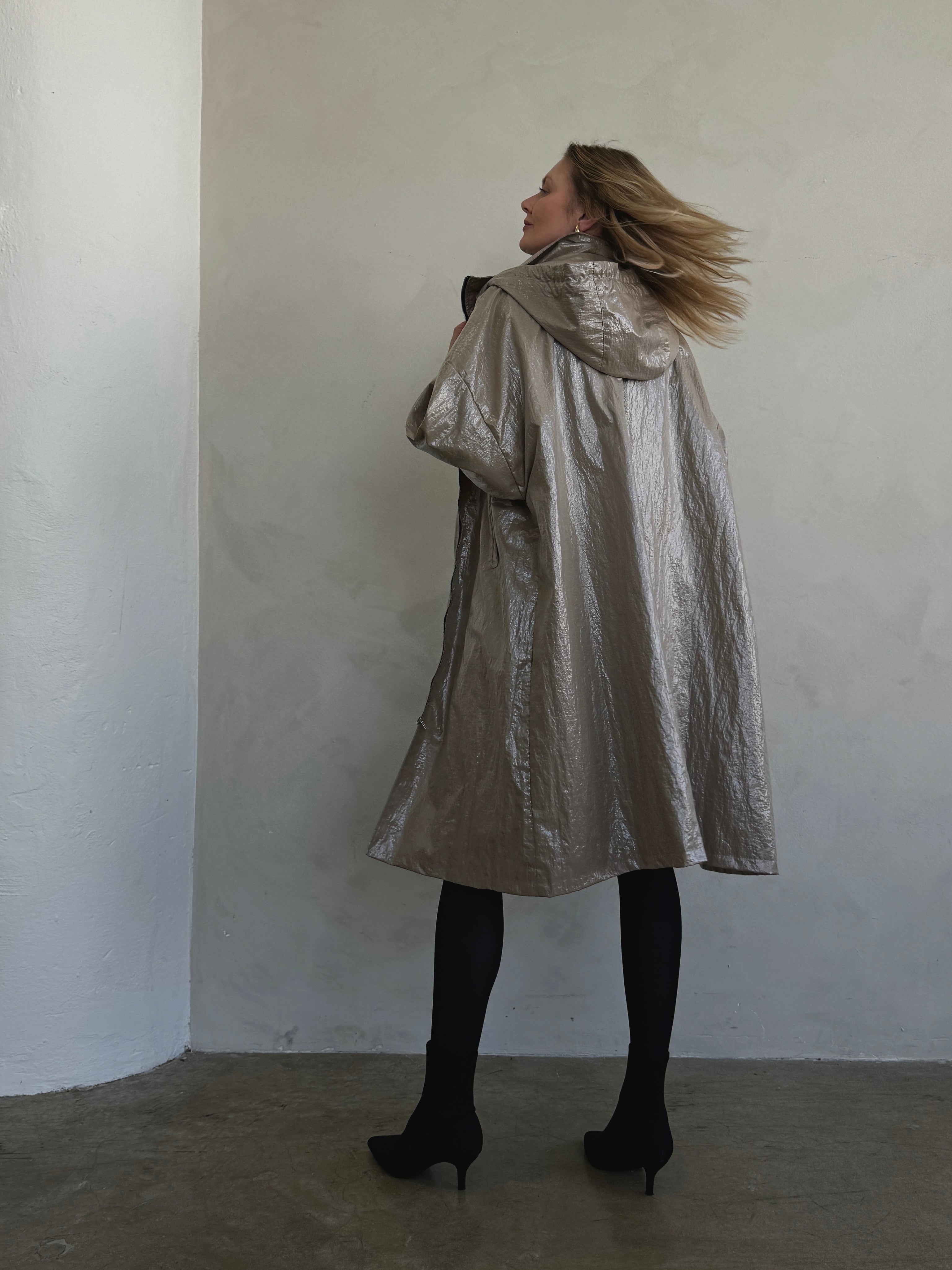 Shine Texture Oversized Coat