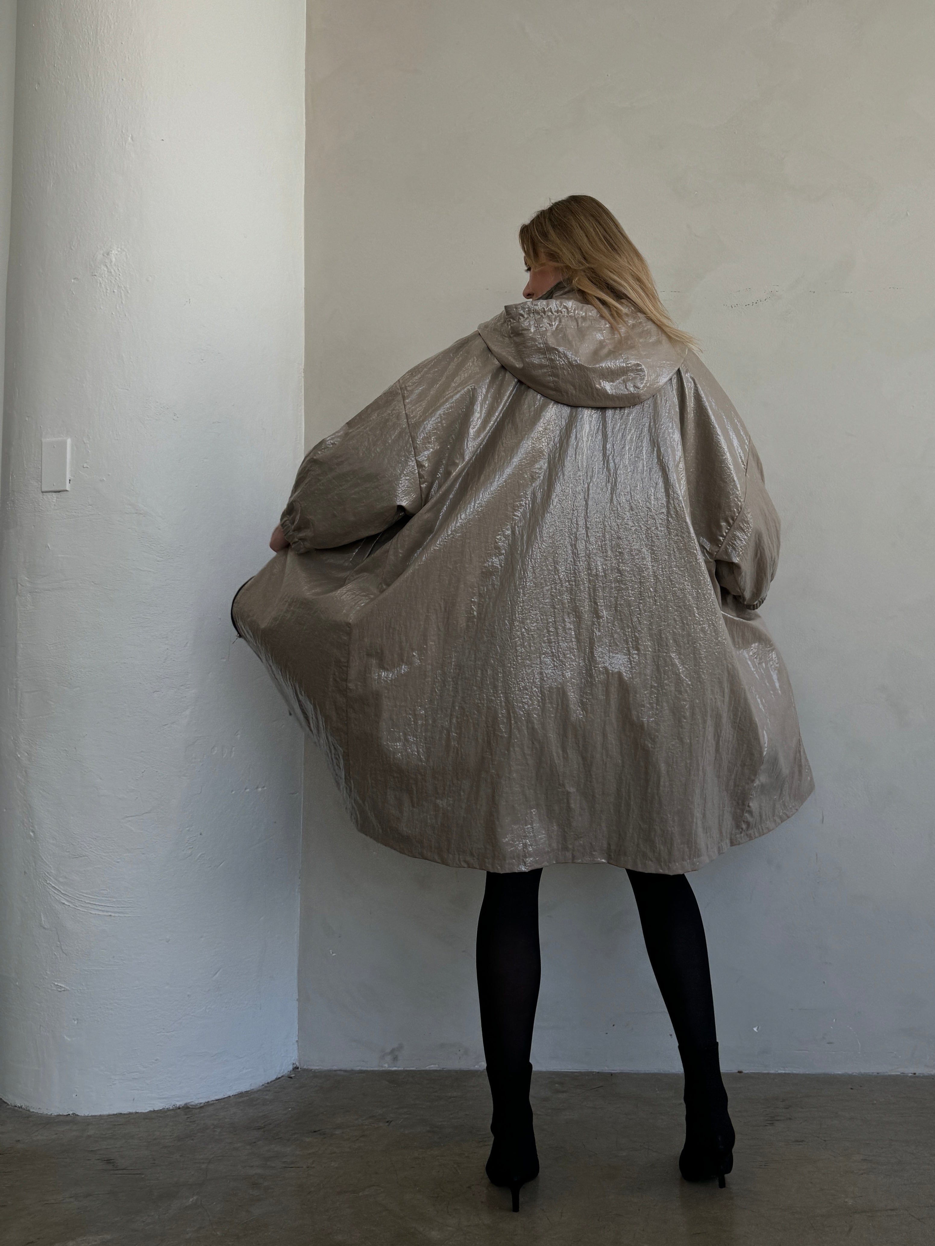 Shine Texture Oversized Coat