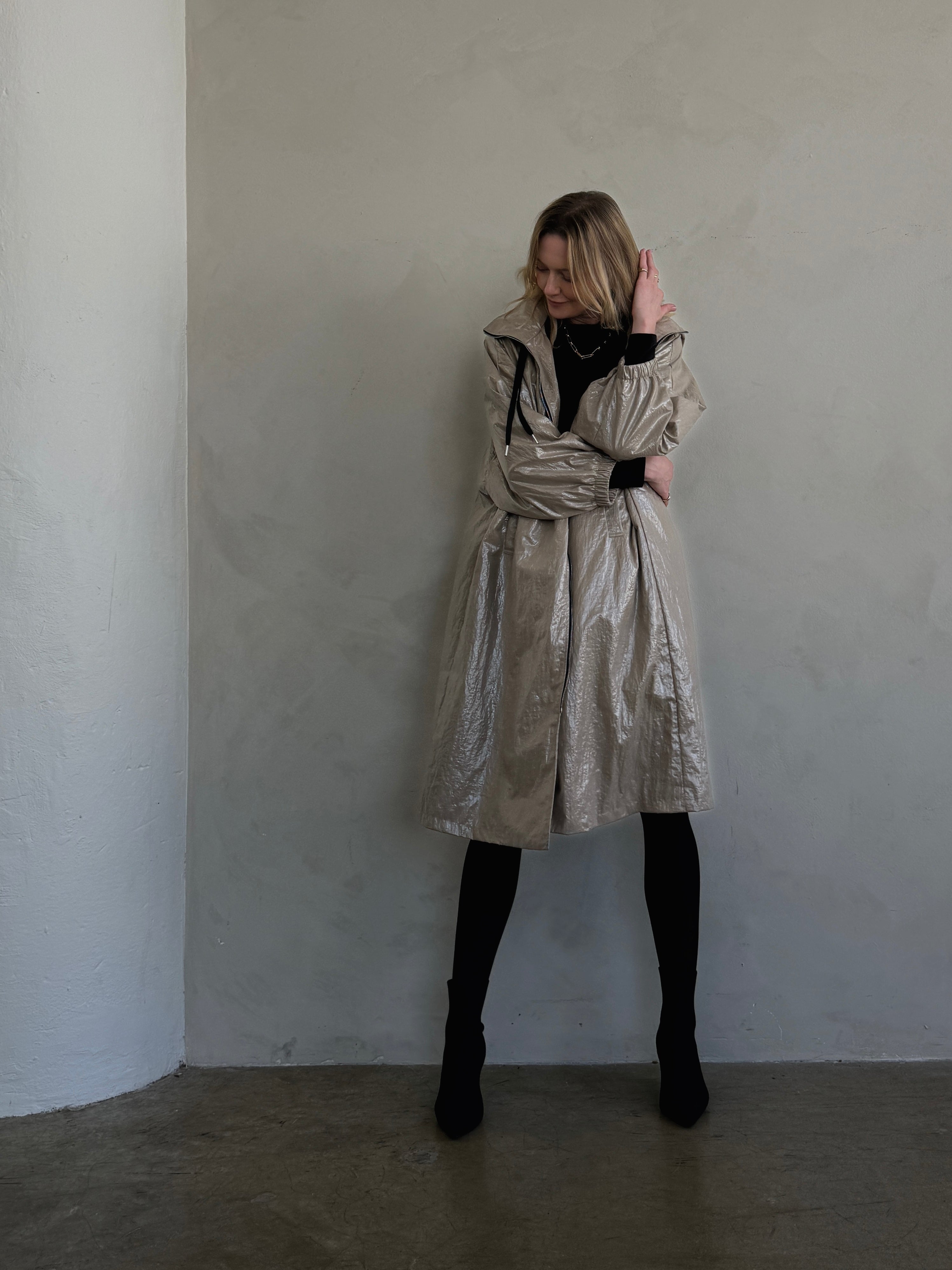 Shine Texture Oversized Coat