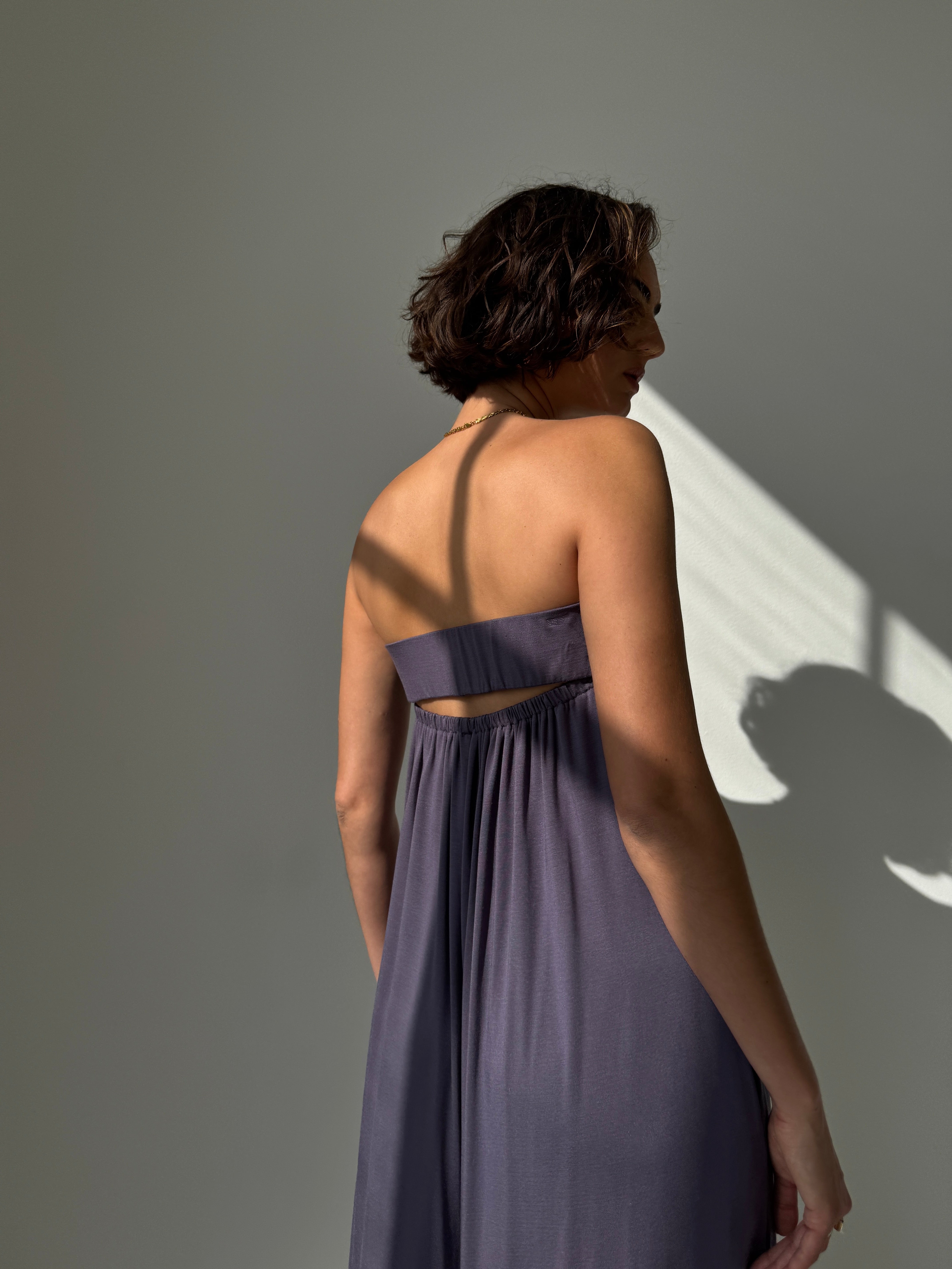 Draped Bandeau Wide Leg Jumpsuit