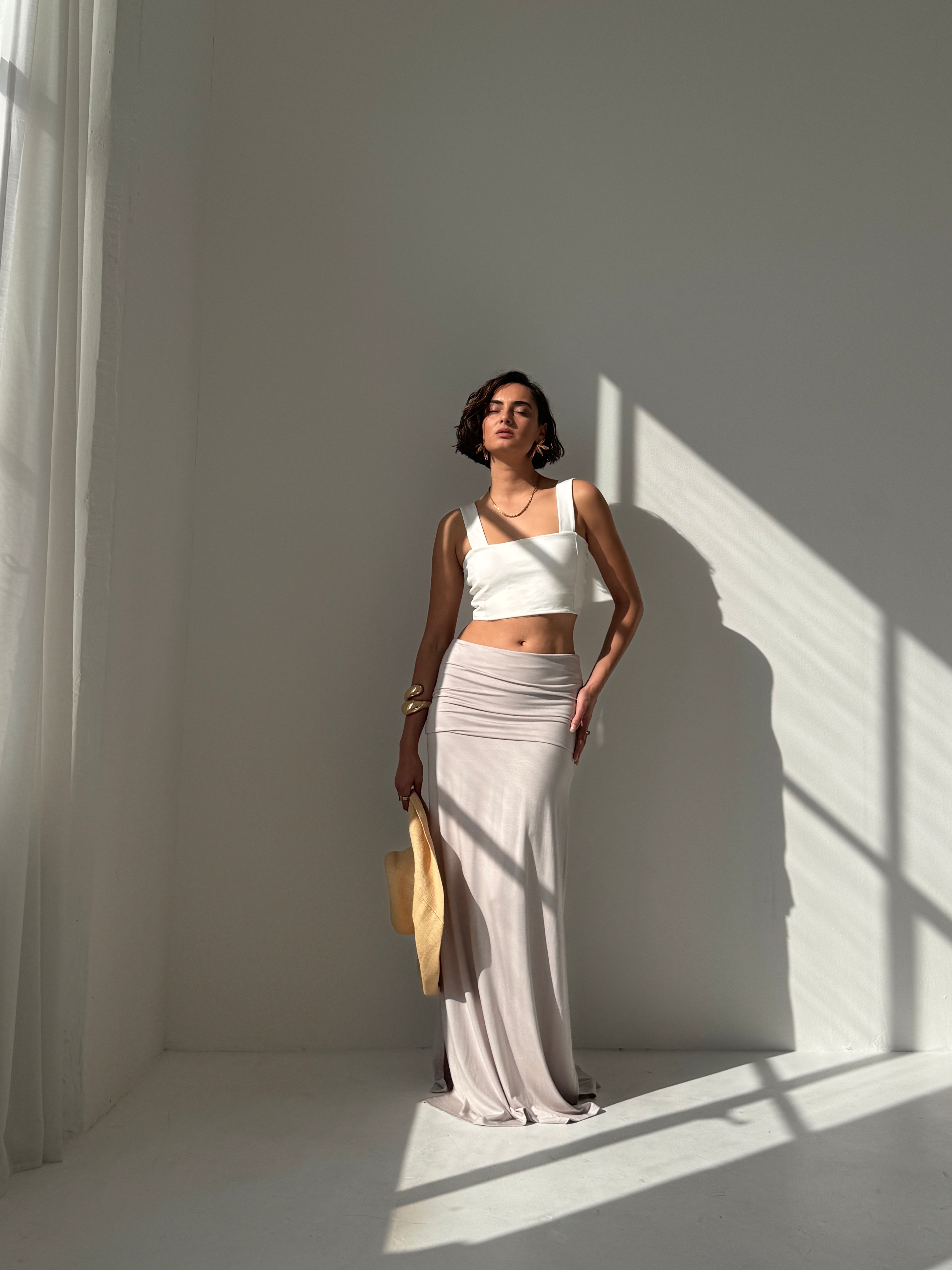 Foldover Maxi Skirt