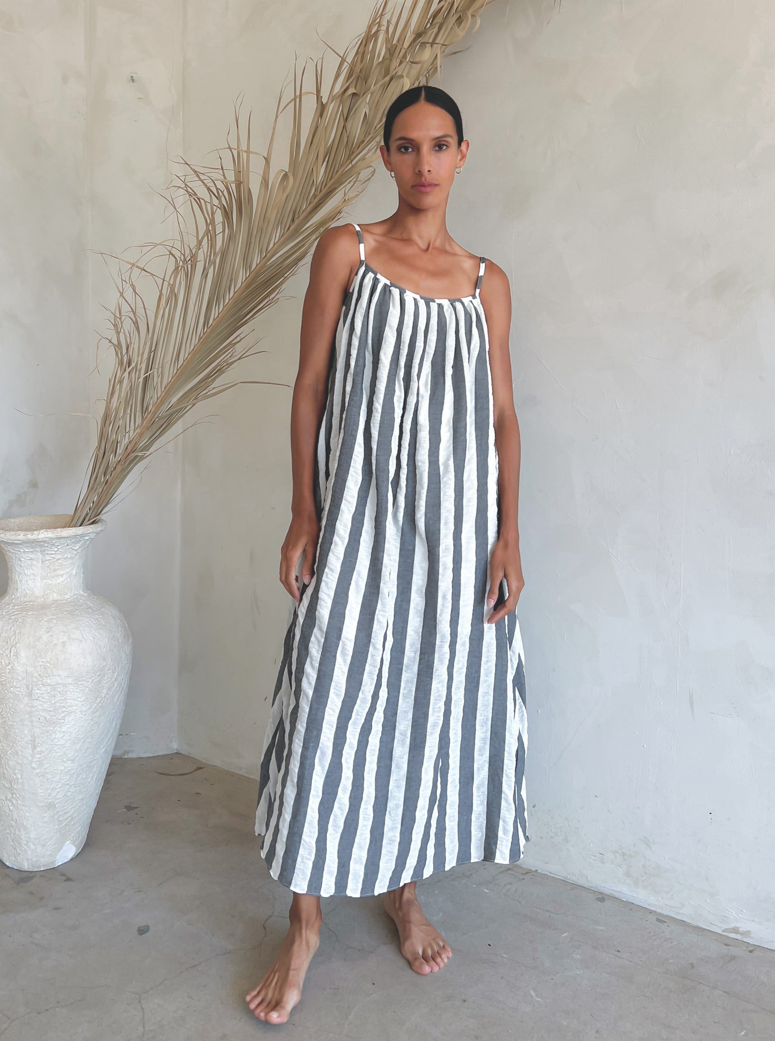 Soft Linen Striped Maxi