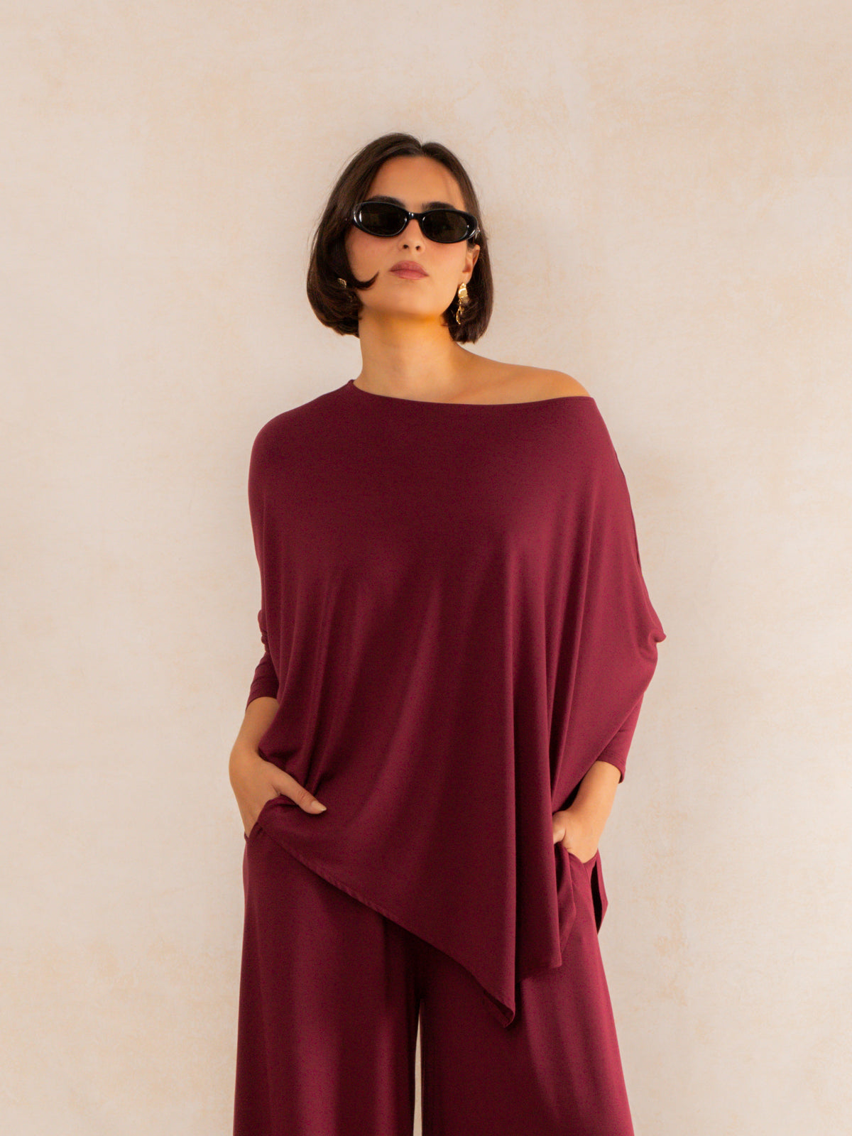 Long-Sleeve Asymmetrical Top