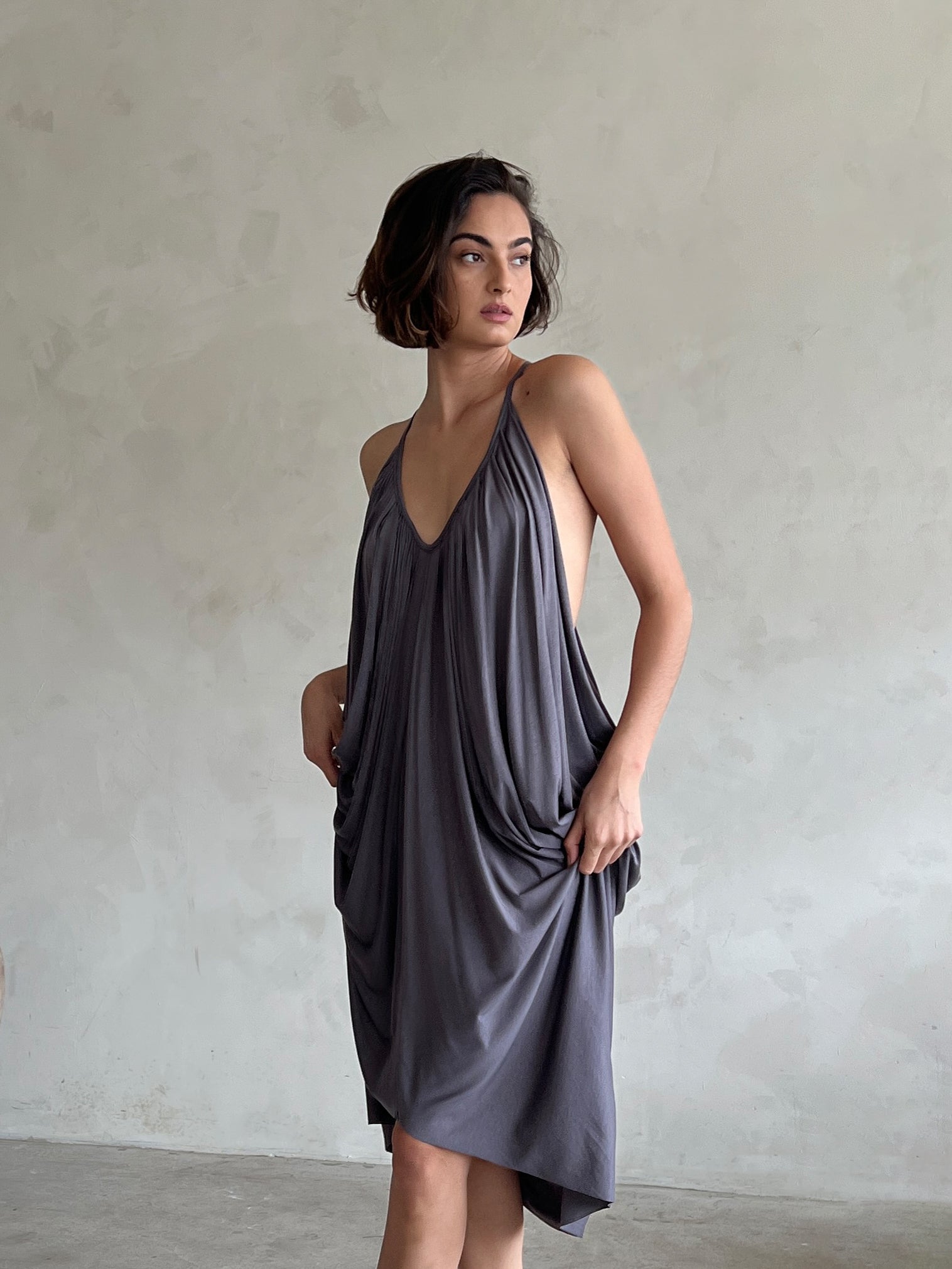 grey beach dress CUPSHE Women's Backless Beach Dress Halter Neck Ruffle Plunge V Neck Sleeveless Maxi Sundress Summer Dresses, Grey M at Amazon Women's Clothing store