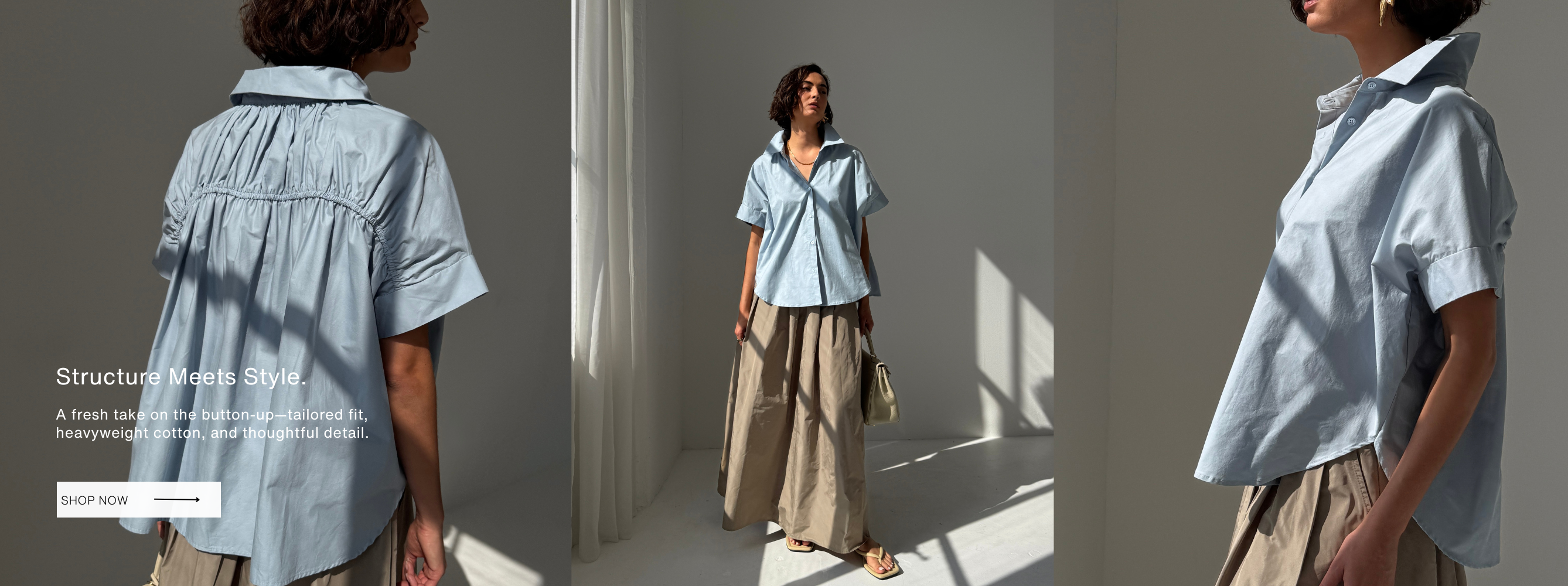 STRUCTURE MEETS STYLE:  Timeless tailoring, reimagined. The Celine Ruched Top brings structure and softness together in one elevated essential. Crafted from heavyweight cotton with a tailored fit and ruched back detail, it flatters from every angle. Whether you're heading to brunch or dressing for a meeting, it's your go-to for effortless polish.