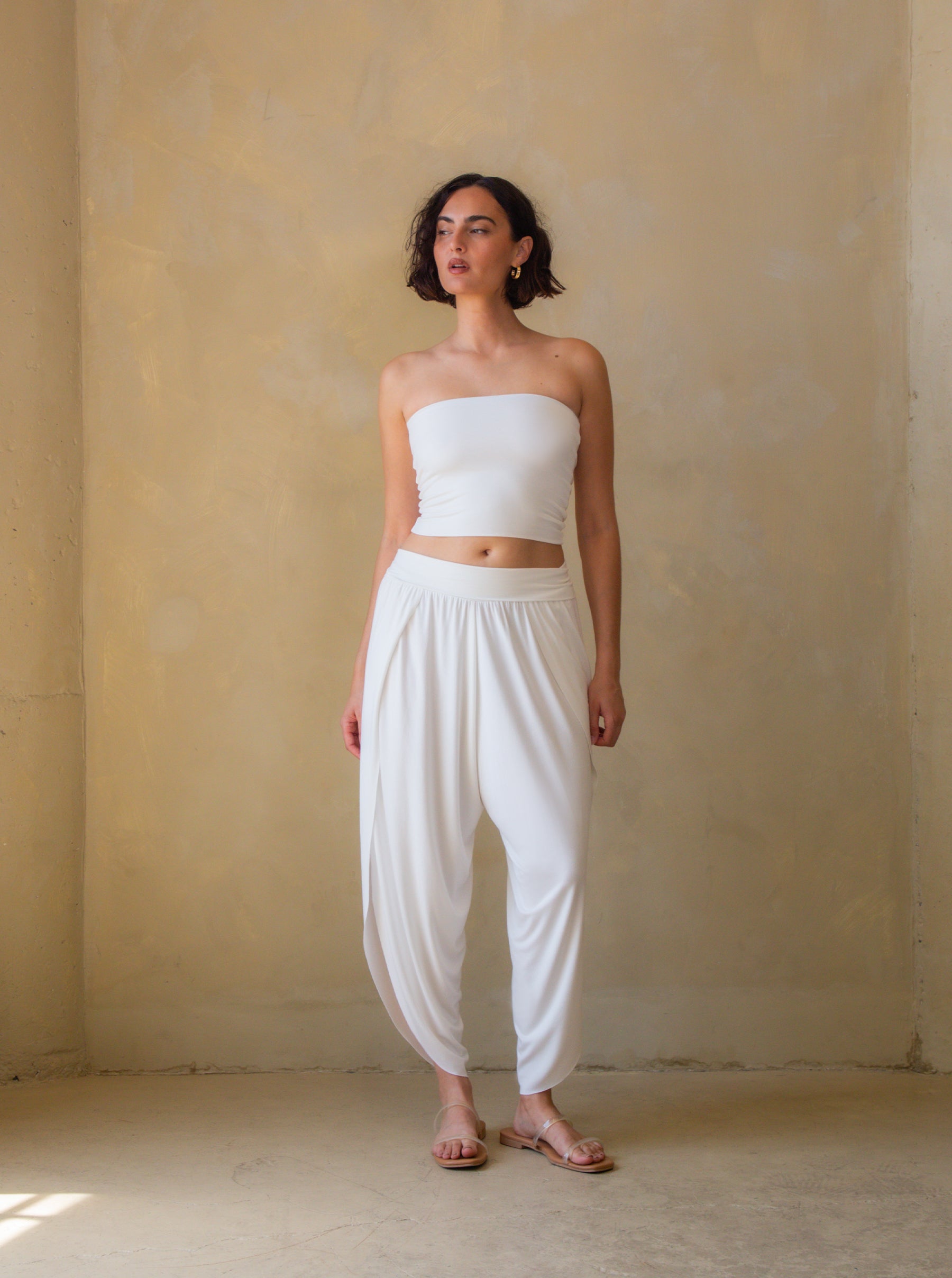 white bandeau dress midi White Organza Bandeau Midi Dress  self-portrait-US