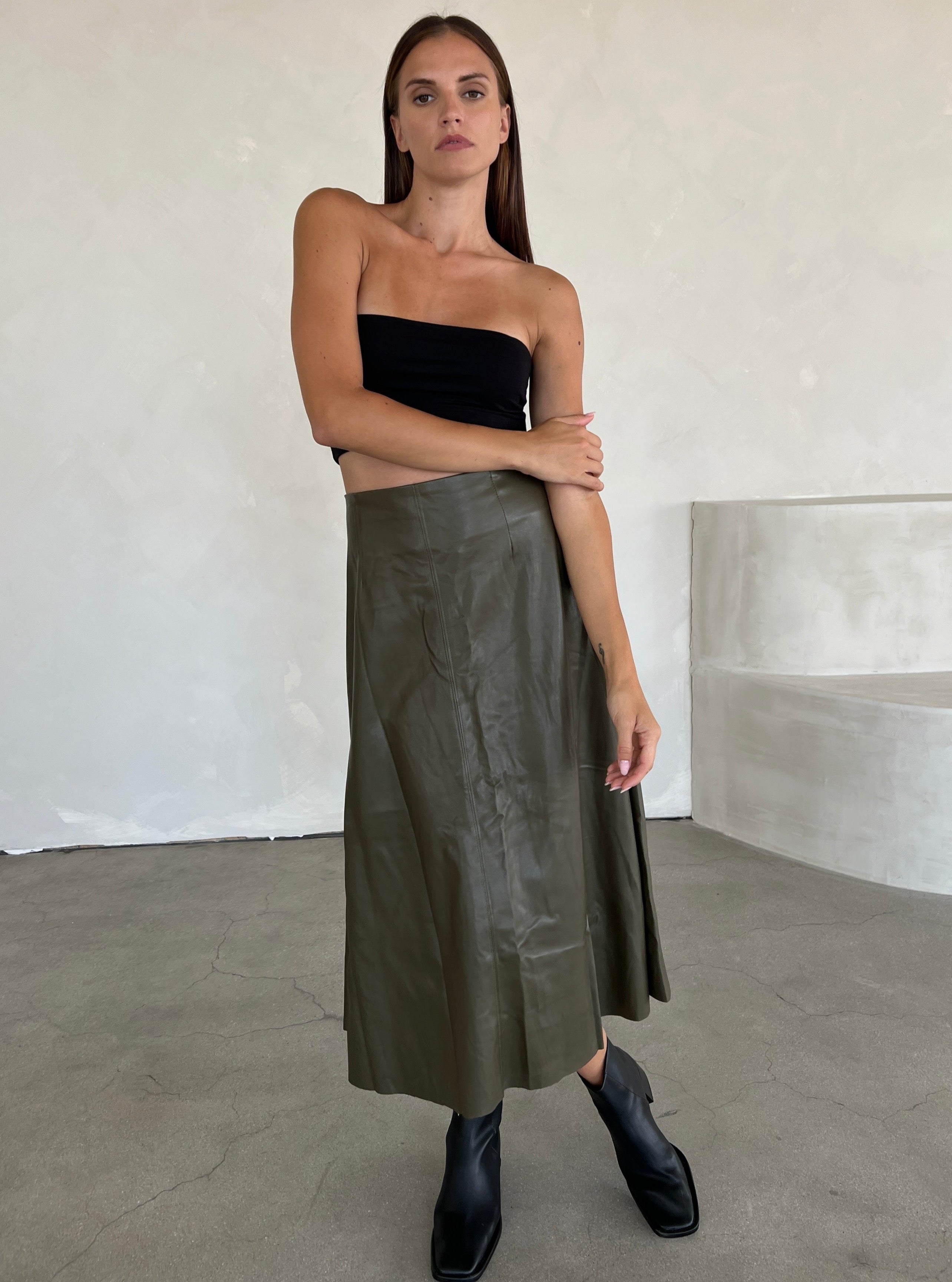 Leather Midi Skirt