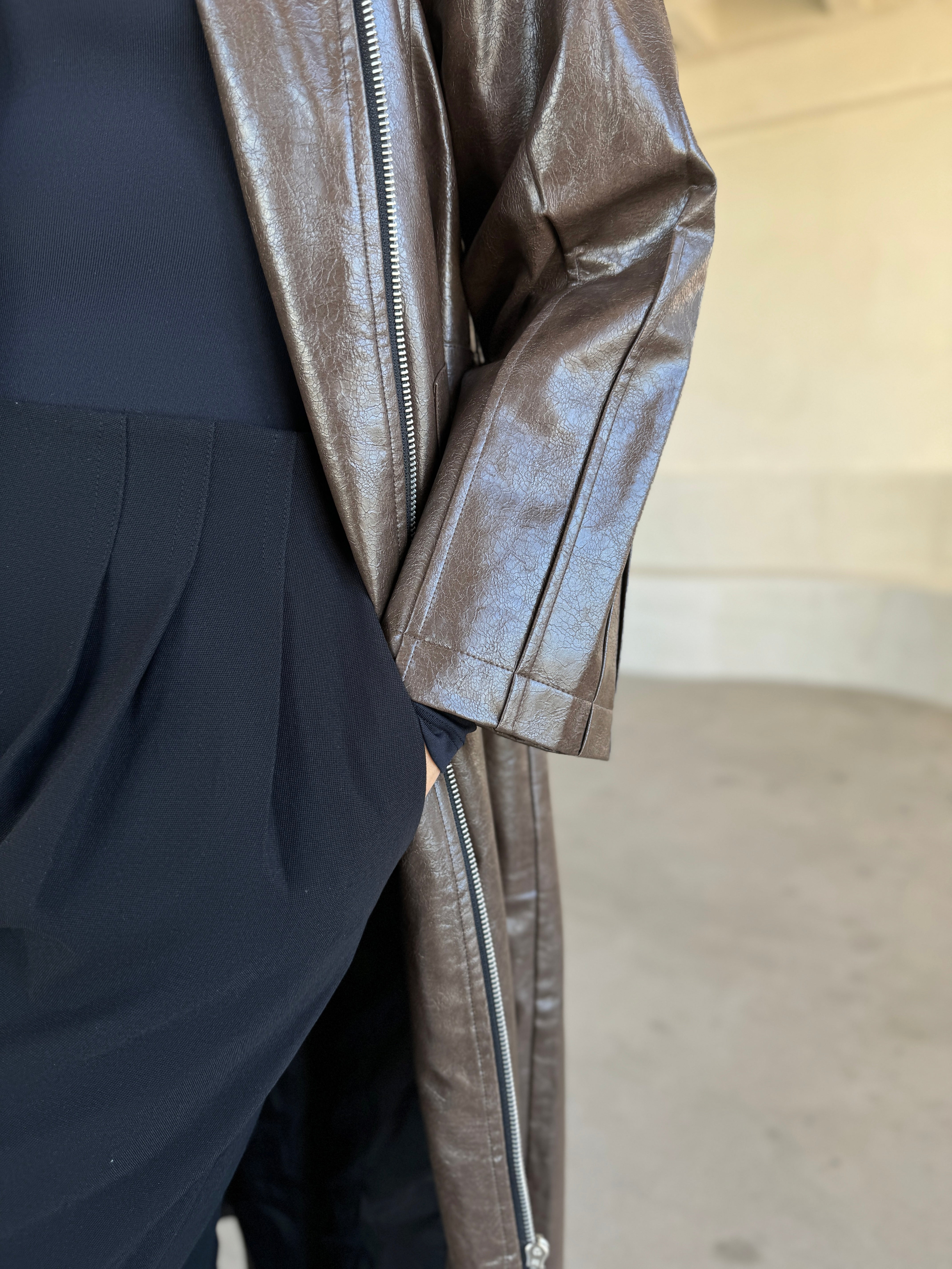 Tailored Faux Leather Coat
