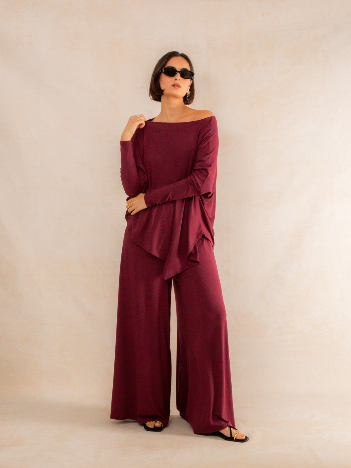 Long-Sleeve Asymmetrical Top