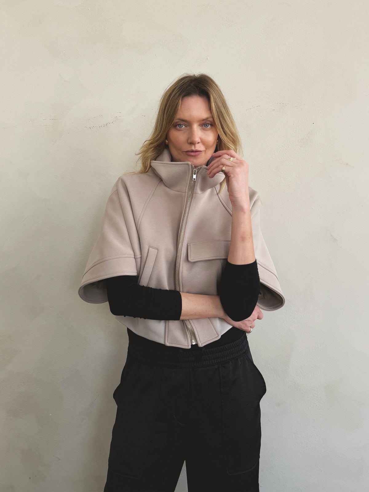 Oversized Cropped Punto Jacket